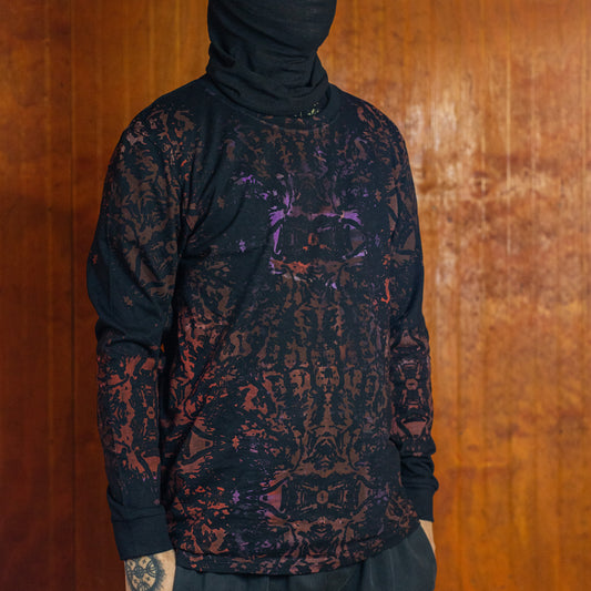 Polera Manga Larga 019 – Negro / Óxido Violeta