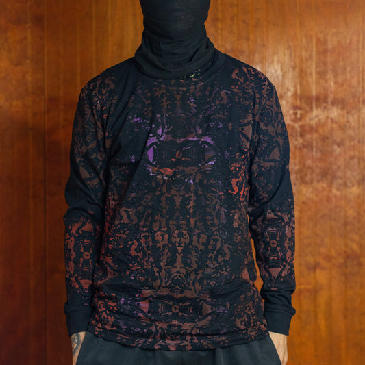 Polera Manga Larga 019 – Negro / Óxido Violeta