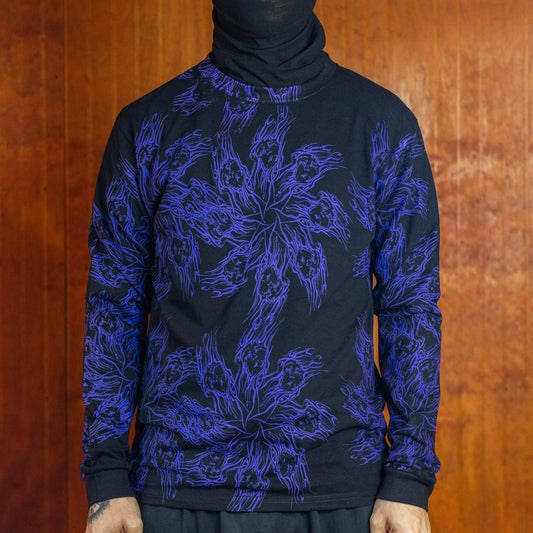 Polera Manga Larga 020 — Negro / Óxido Violeta