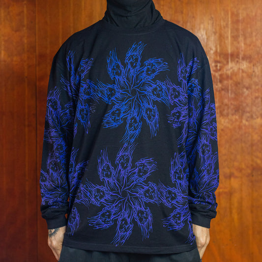 Polera Manga Larga 021 – Negro / Violeta Eléctrico