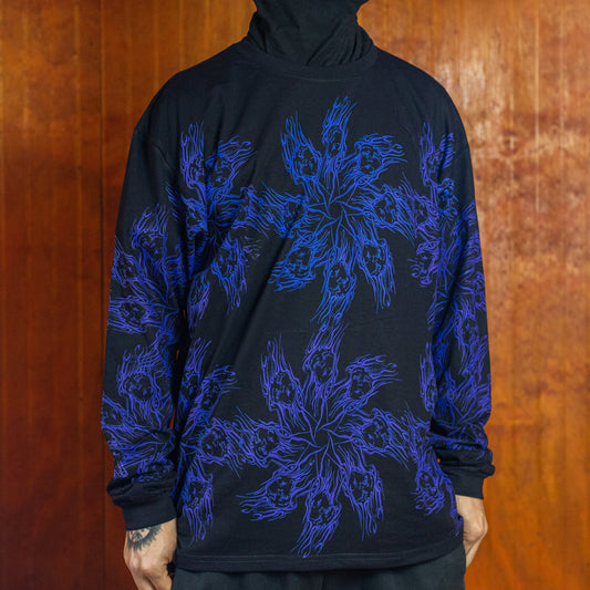 Polera Manga Larga 021 – Negro / Violeta Eléctrico