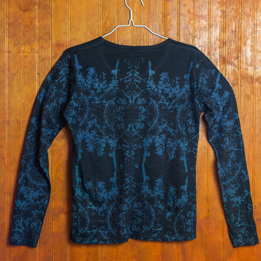Polera Manga Larga Mujer 004 – Negro / Azul Petróleo
