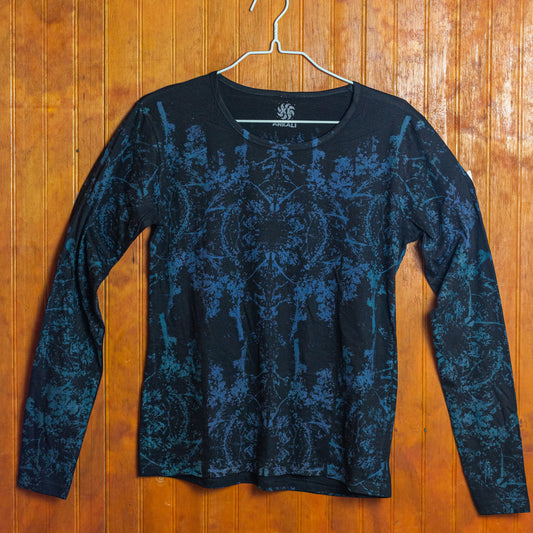 Polera Manga Larga Mujer 004 – Negro / Azul Petróleo