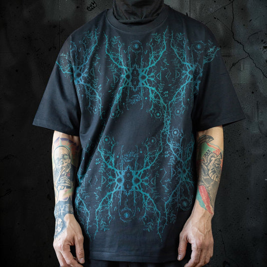 Polera Oversize 001 – Negro / Turquesa